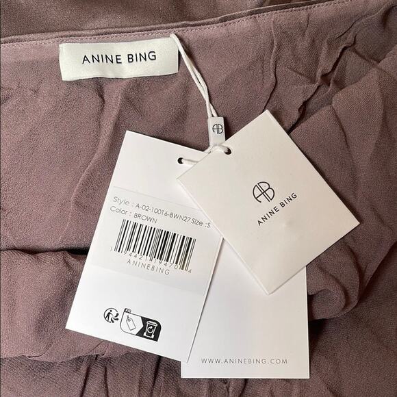 Anine Bing Eliana Silk Halterneck Maxi Dress in Iron Brown Size Small - Picture 7 of 9